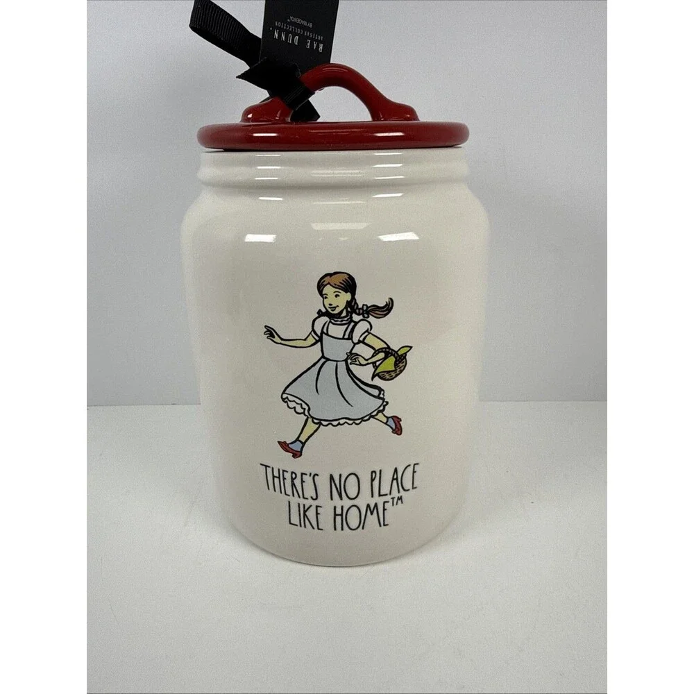 RAE DUNN Wizard Of Oz There’s No Place Like Home Canister W/Dorothy Red Lid